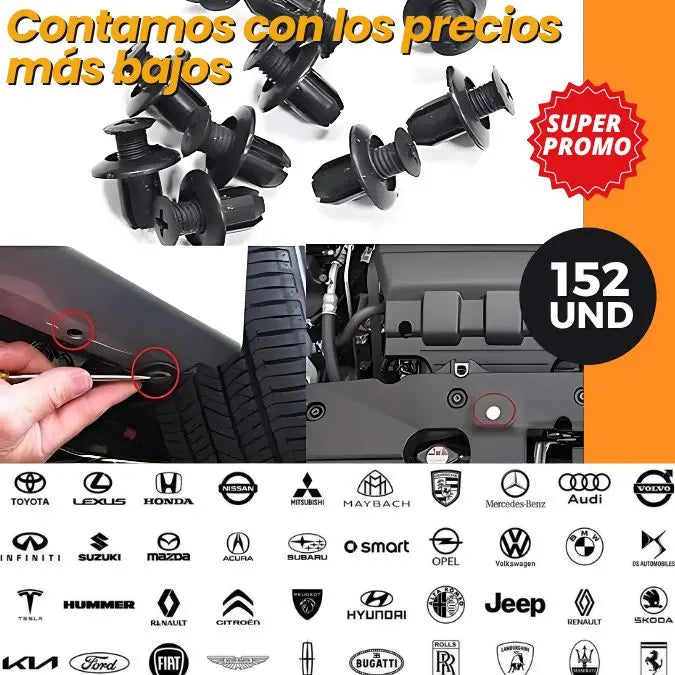 UltraGrip™ CAJA X 152 REMACHES PARA TODO TIPO DE VEHICULO-NO + RUIDOS EXTRAÑOS