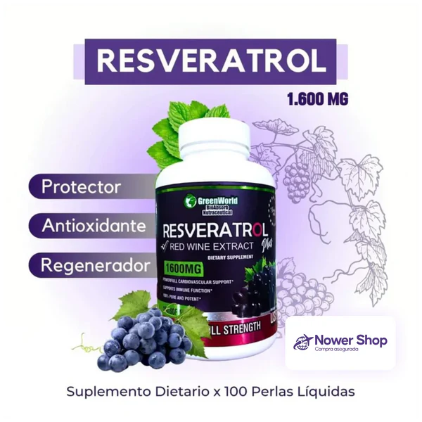 Resveratrol® Importado 🍃1.600MG🍃100 CÁPSULAS