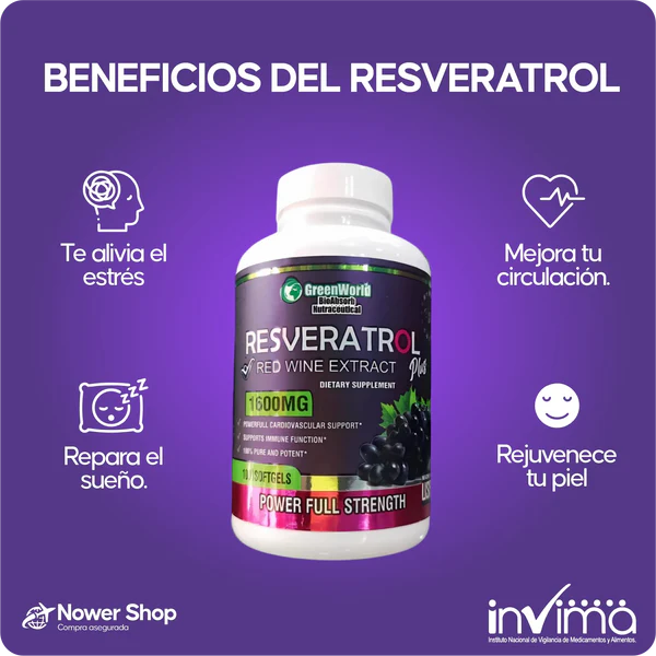 Resveratrol® Importado 🍃1.600MG🍃100 CÁPSULAS